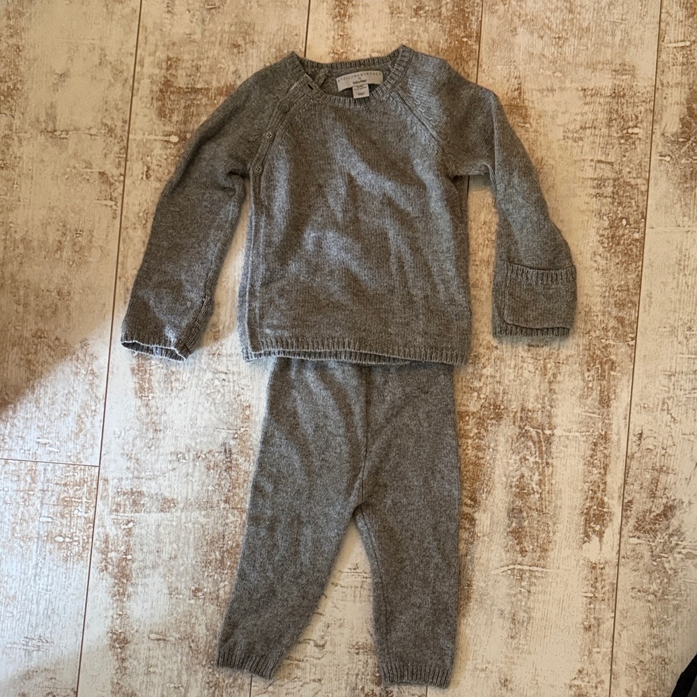 Stella McCartney for gap soft gray cashmere and silk sweater and pants set